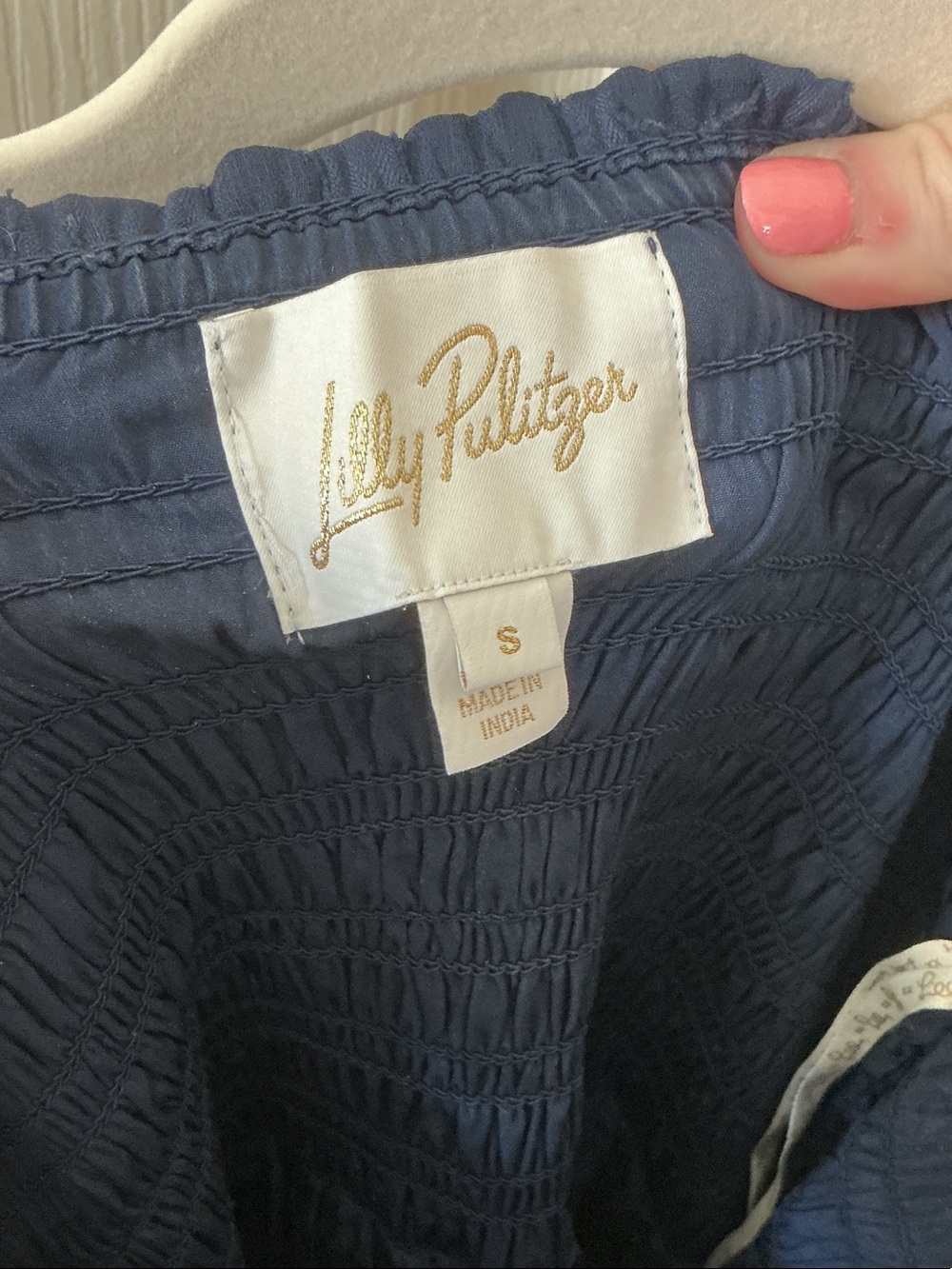 Lilly Pulitzer Navy Smocked Tiered Maxi Dress with Ruffled Straps - Picture 2 of 6